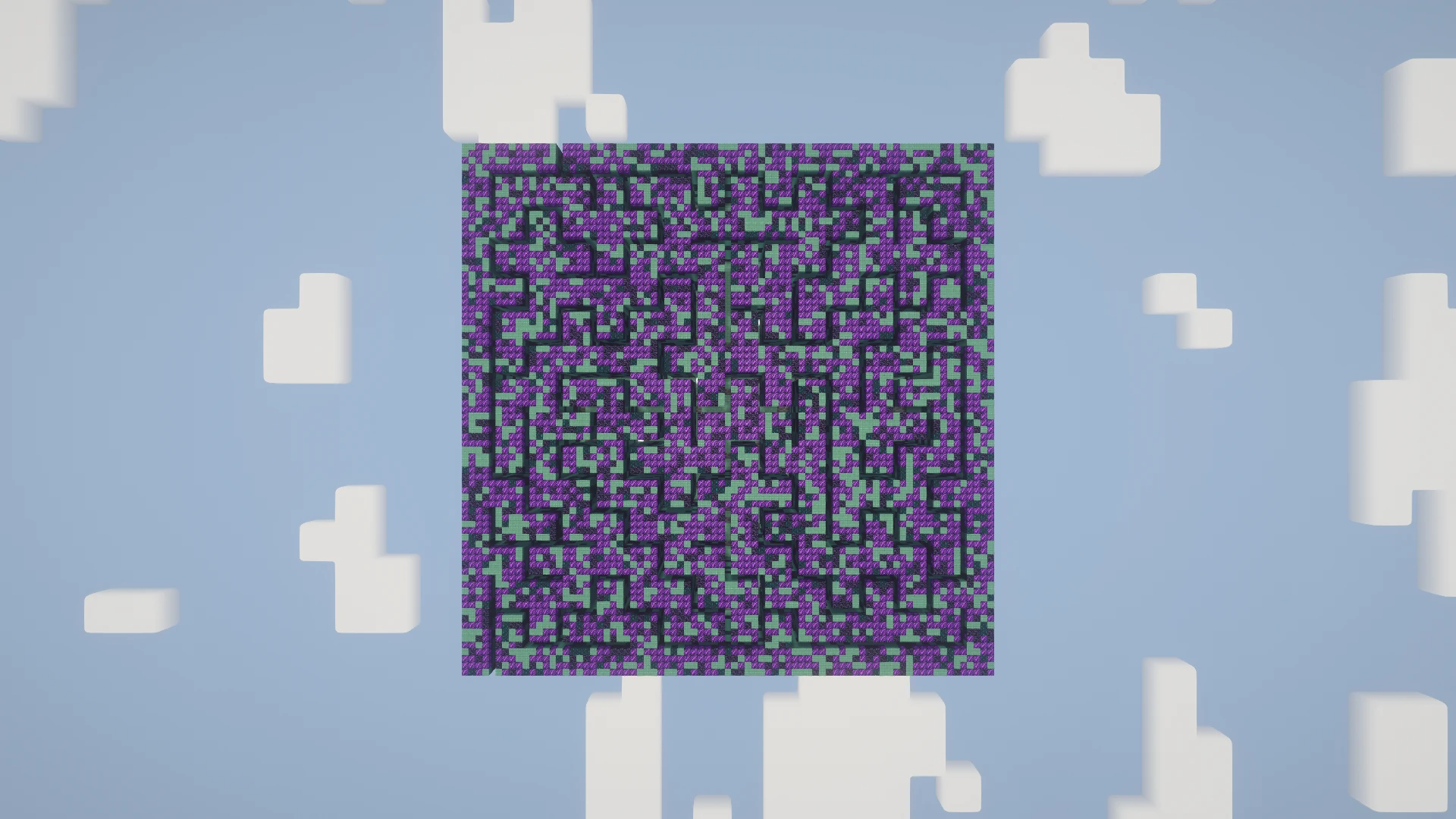 The complete Abyss maze viewed directly from above, with its ceiling temporarily removed to reveal the paths