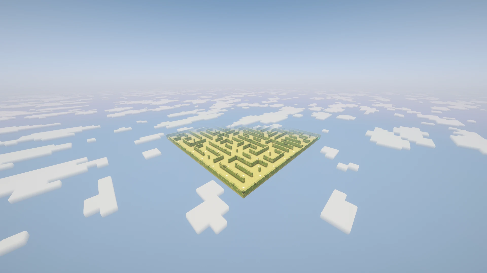 A distant side view of the Bamboo maze showing its wall height and materials