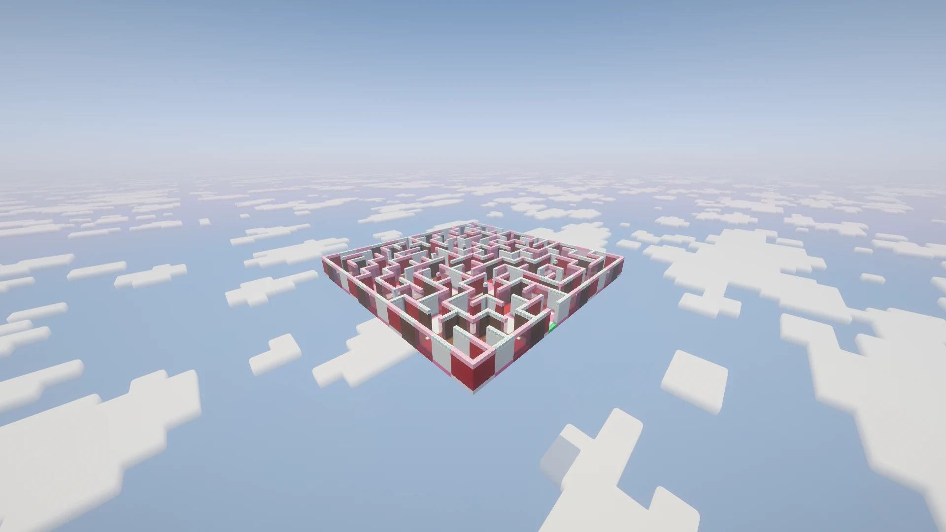 A distant side view of the Candy maze showing its wall height and materials