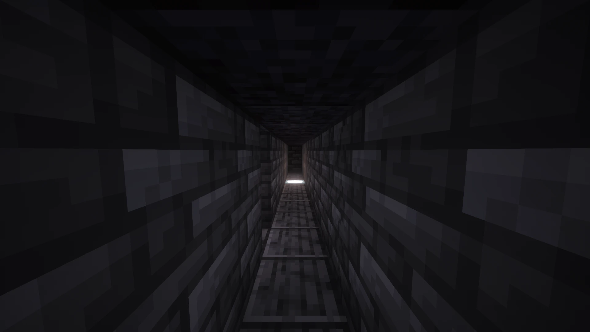 Inside the Claustrophobic maze, at corridor level, with the ceiling restored and night vision used to show the block textures