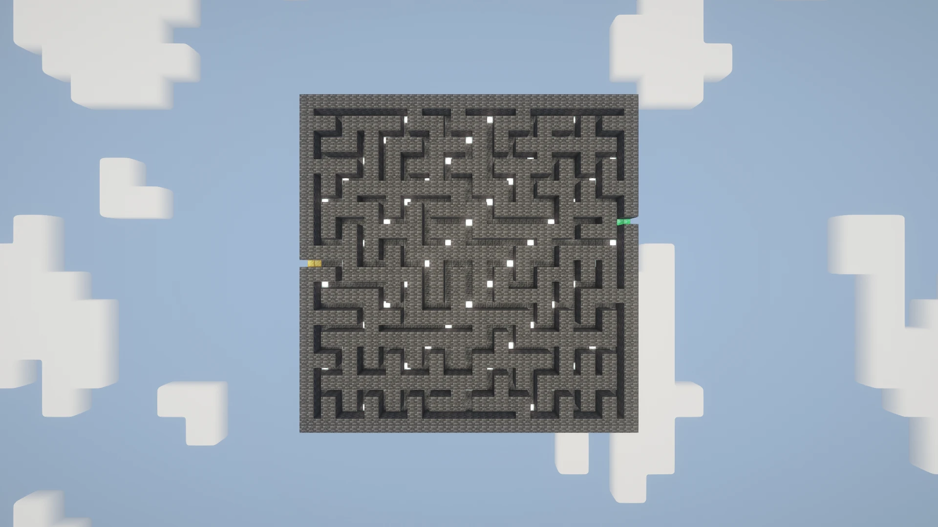 The complete Claustrophobic maze viewed directly from above, with its ceiling temporarily removed to reveal the paths