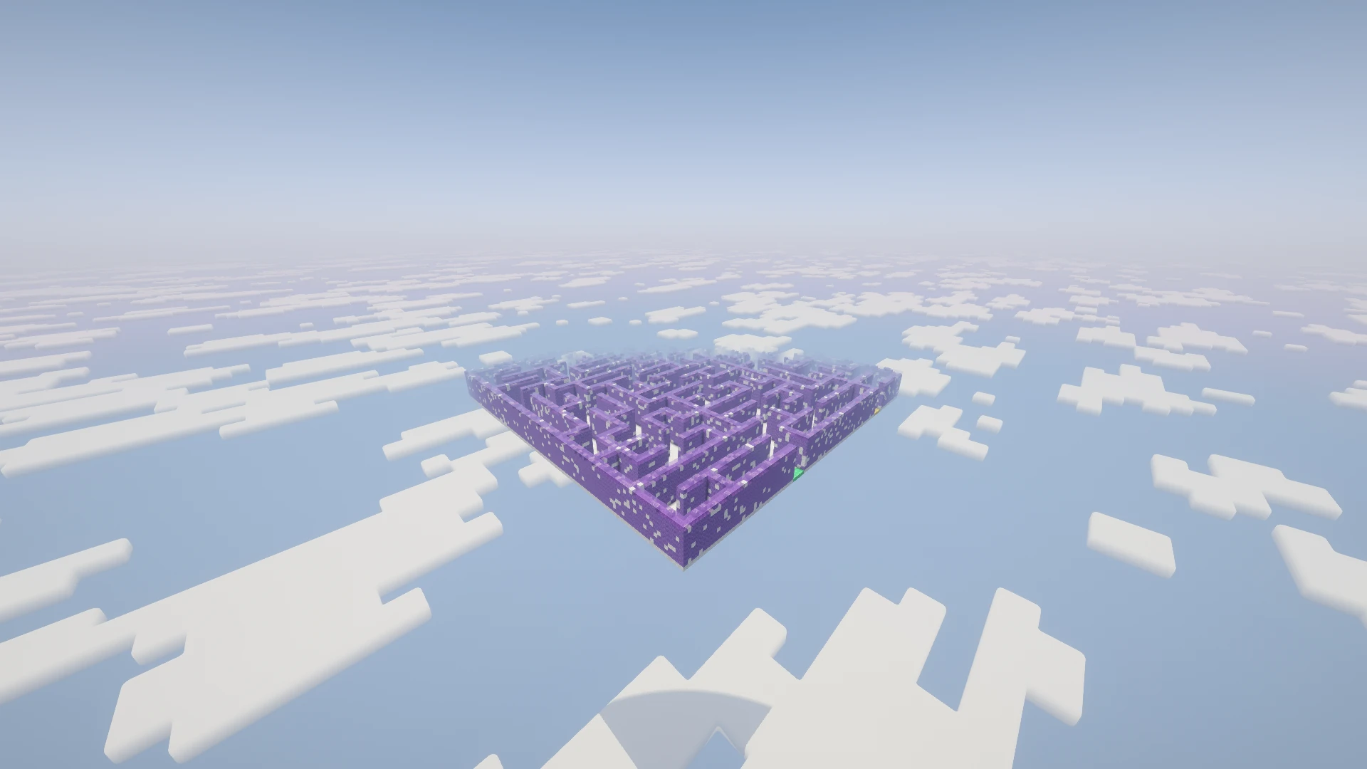 A distant side view of the Crystal maze showing its wall height and materials