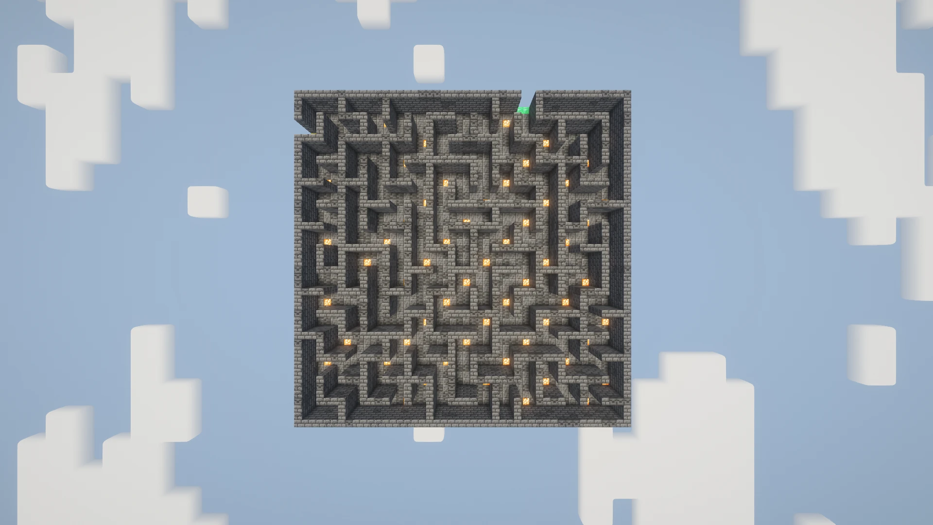The complete Dungeon maze viewed directly from above, with its ceiling temporarily removed to reveal the paths