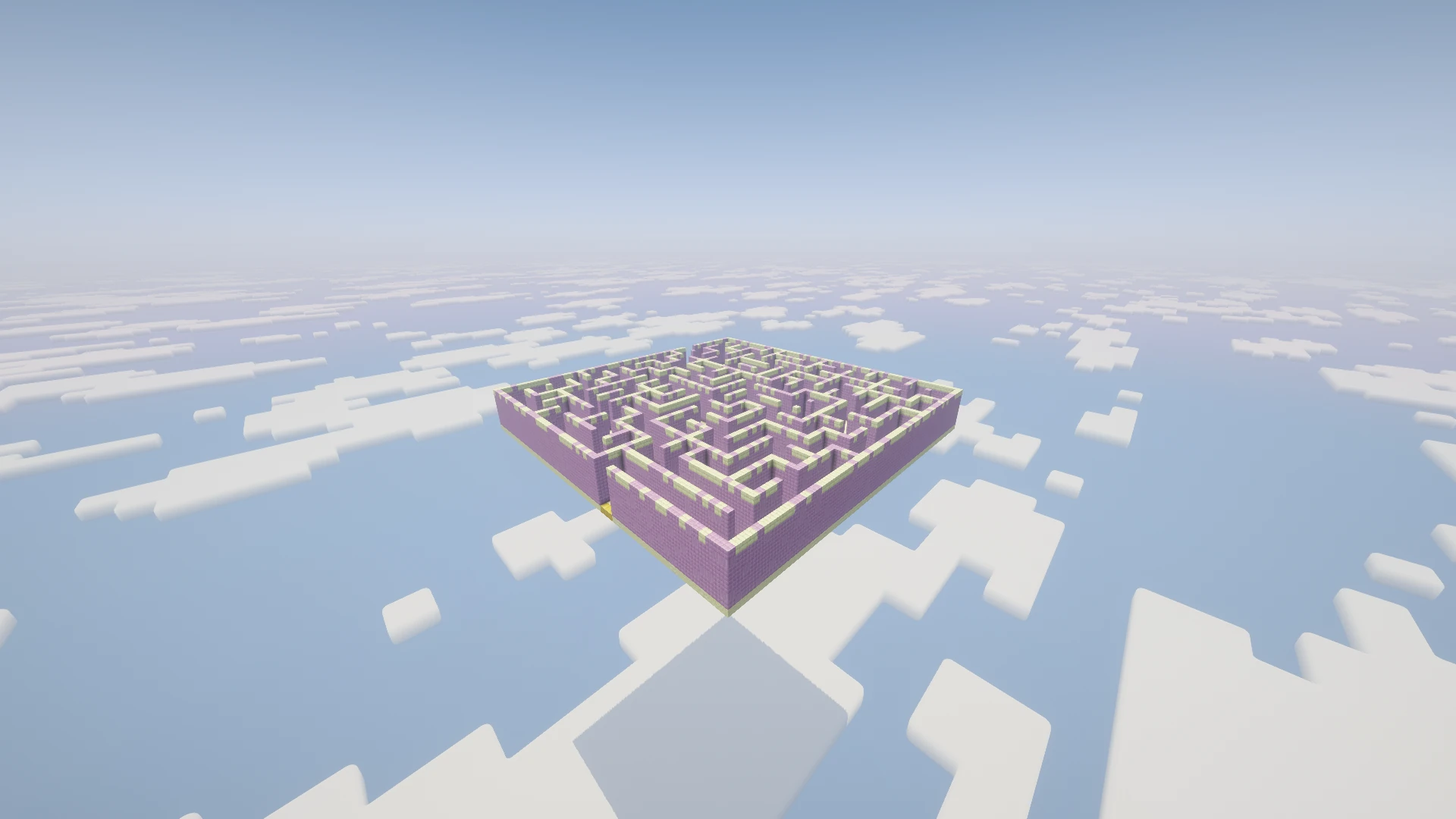 A distant side view of the End maze showing its wall height and materials
