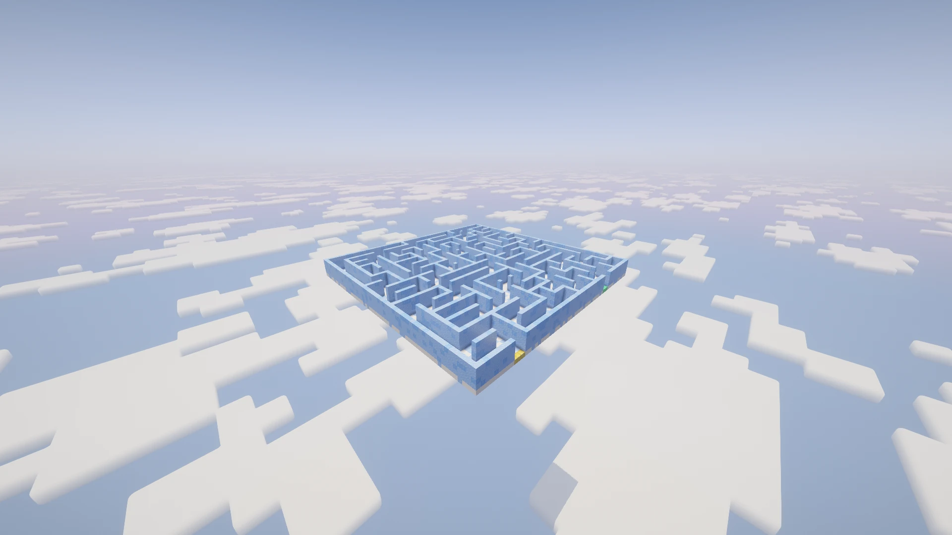 A distant side view of the Frost maze showing its wall height and materials