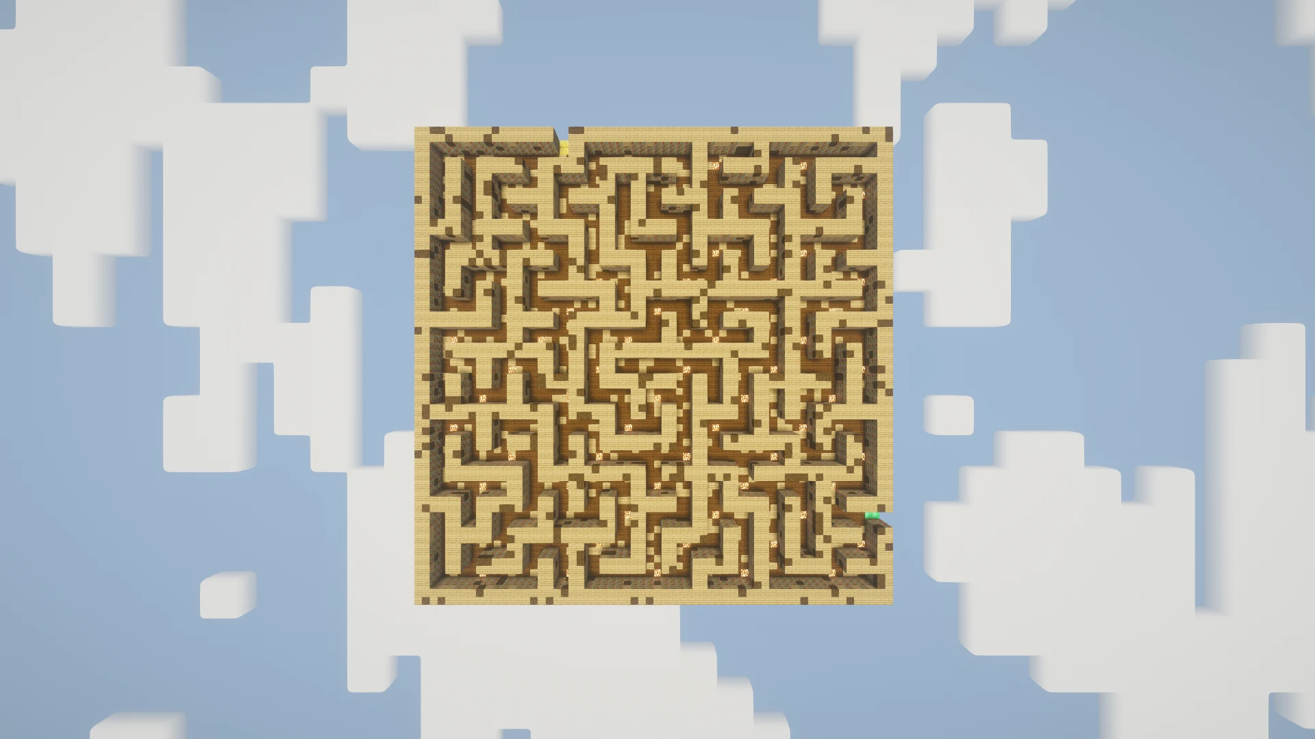 The complete Library maze viewed directly from above, with its ceiling temporarily removed to reveal the paths