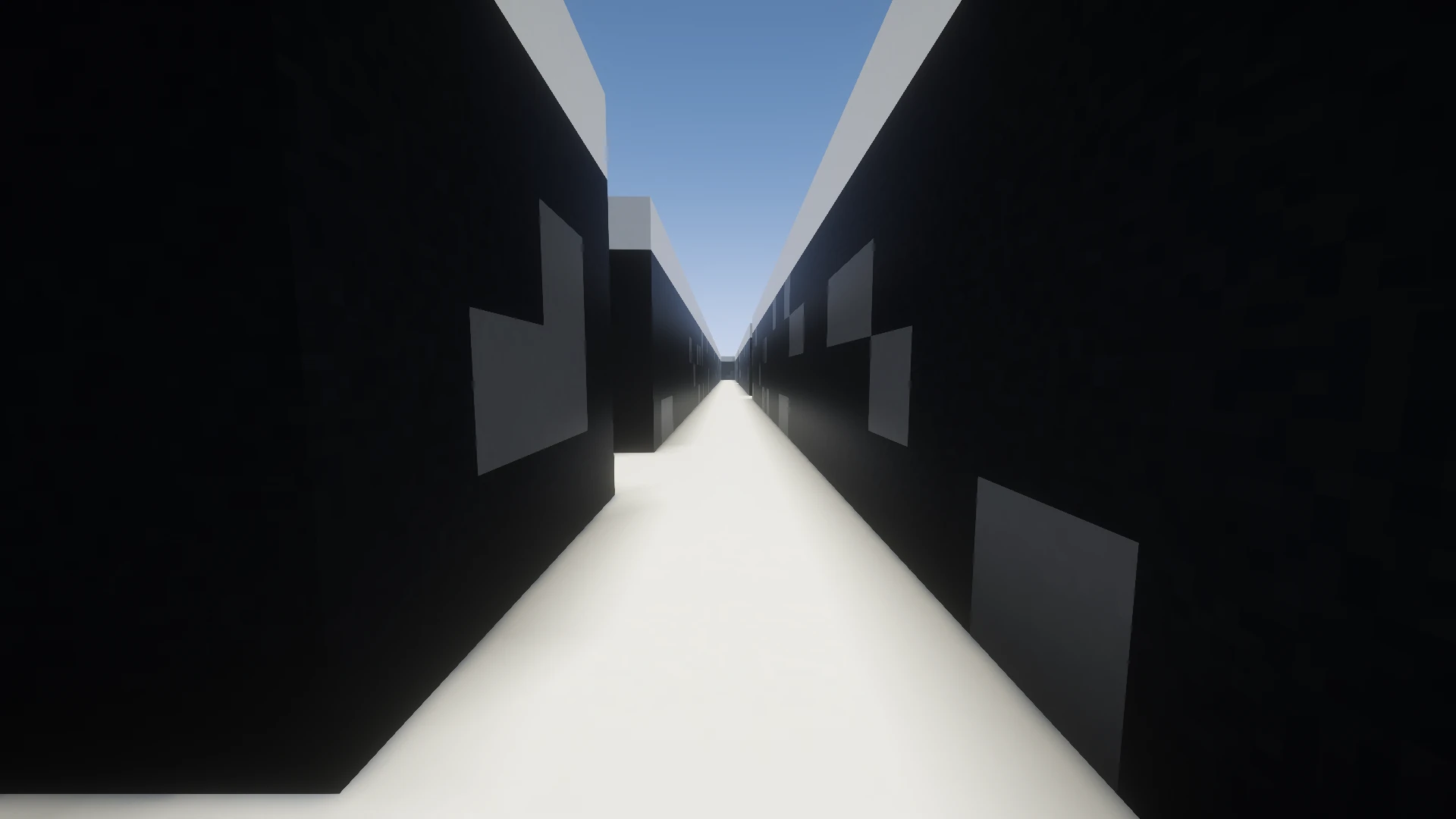 Inside the Monochrome maze, at corridor level