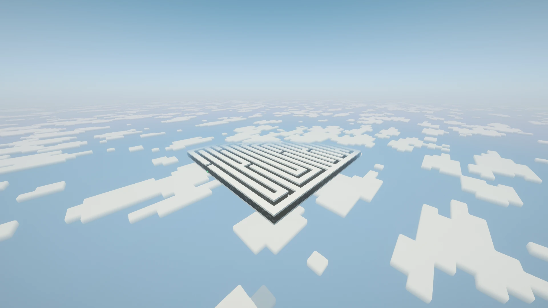 A distant side view of the Monochrome maze showing its wall height and materials