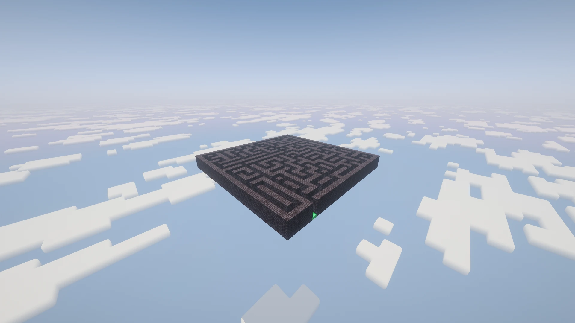 A distant side view of the Nether maze showing its wall height and materials