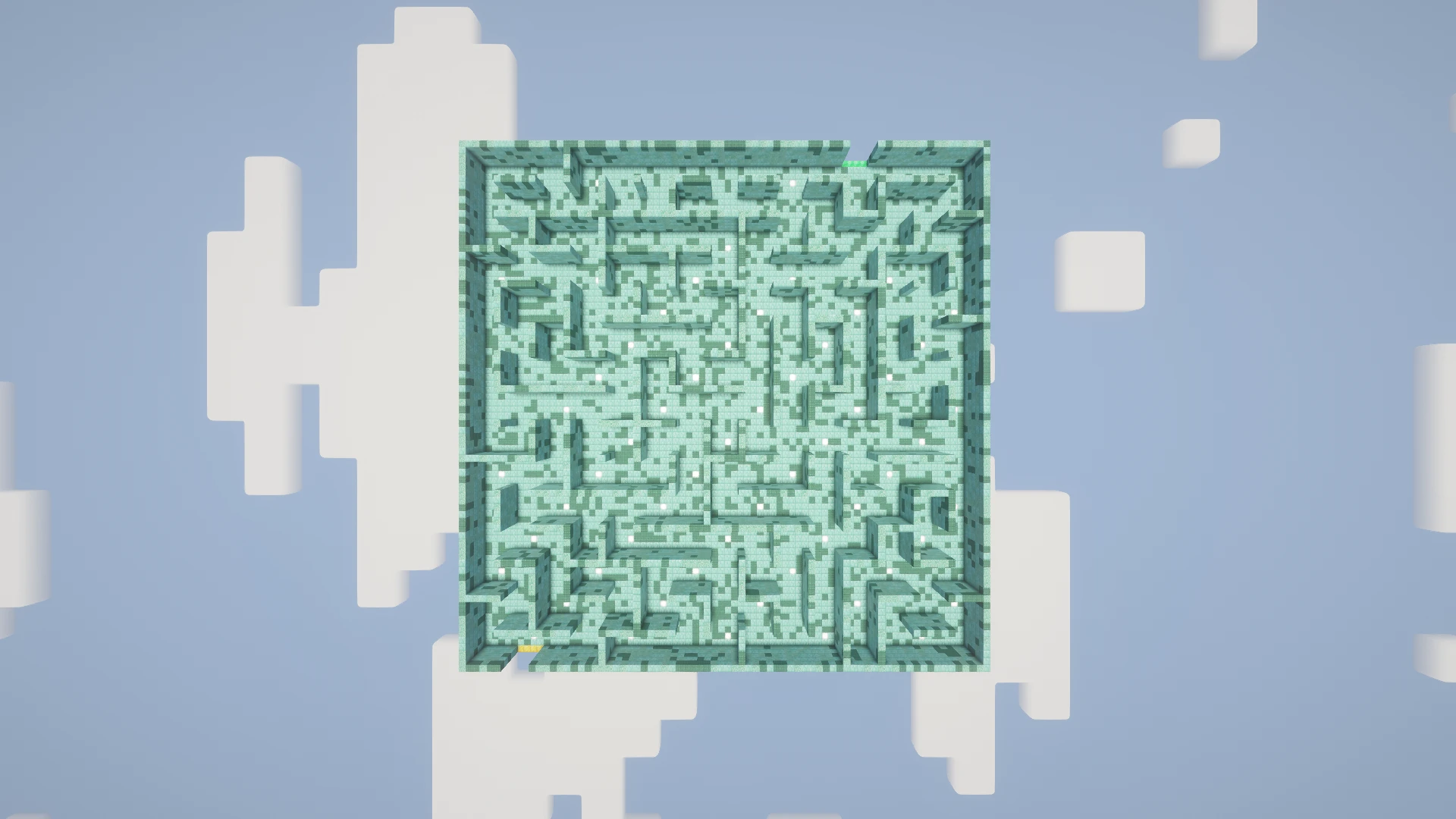 The complete Ocean maze viewed directly from above, with its ceiling temporarily removed to reveal the paths