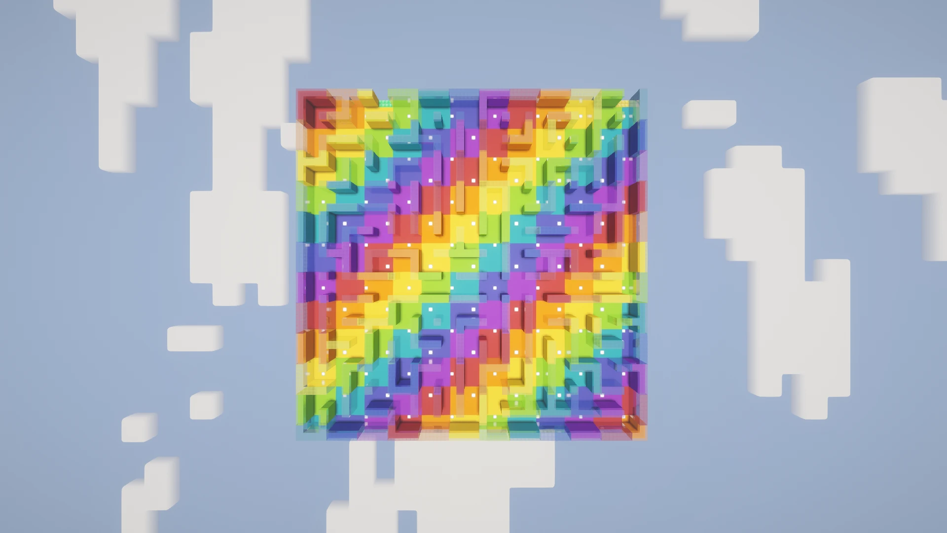 The complete Rainbow maze viewed directly from above