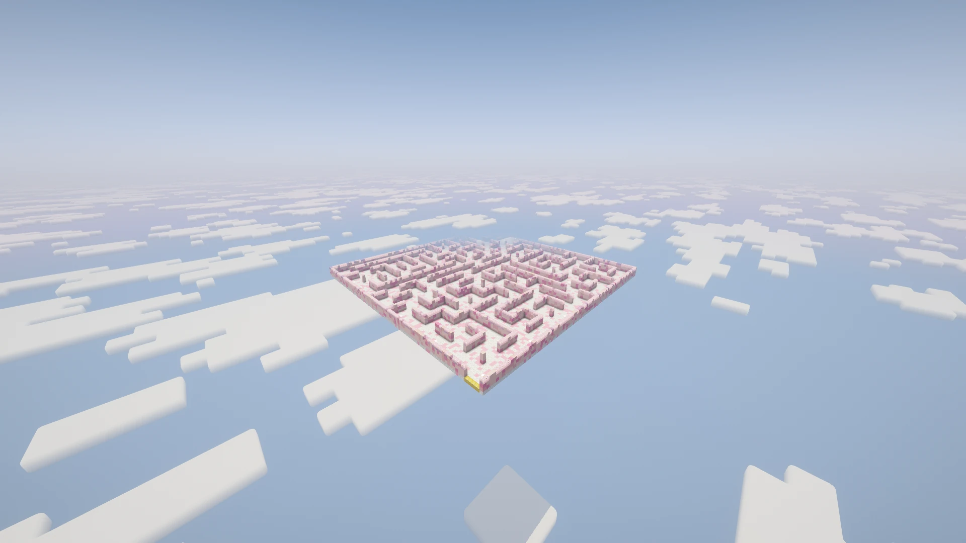 A distant side view of the Sakura maze showing its wall height and materials