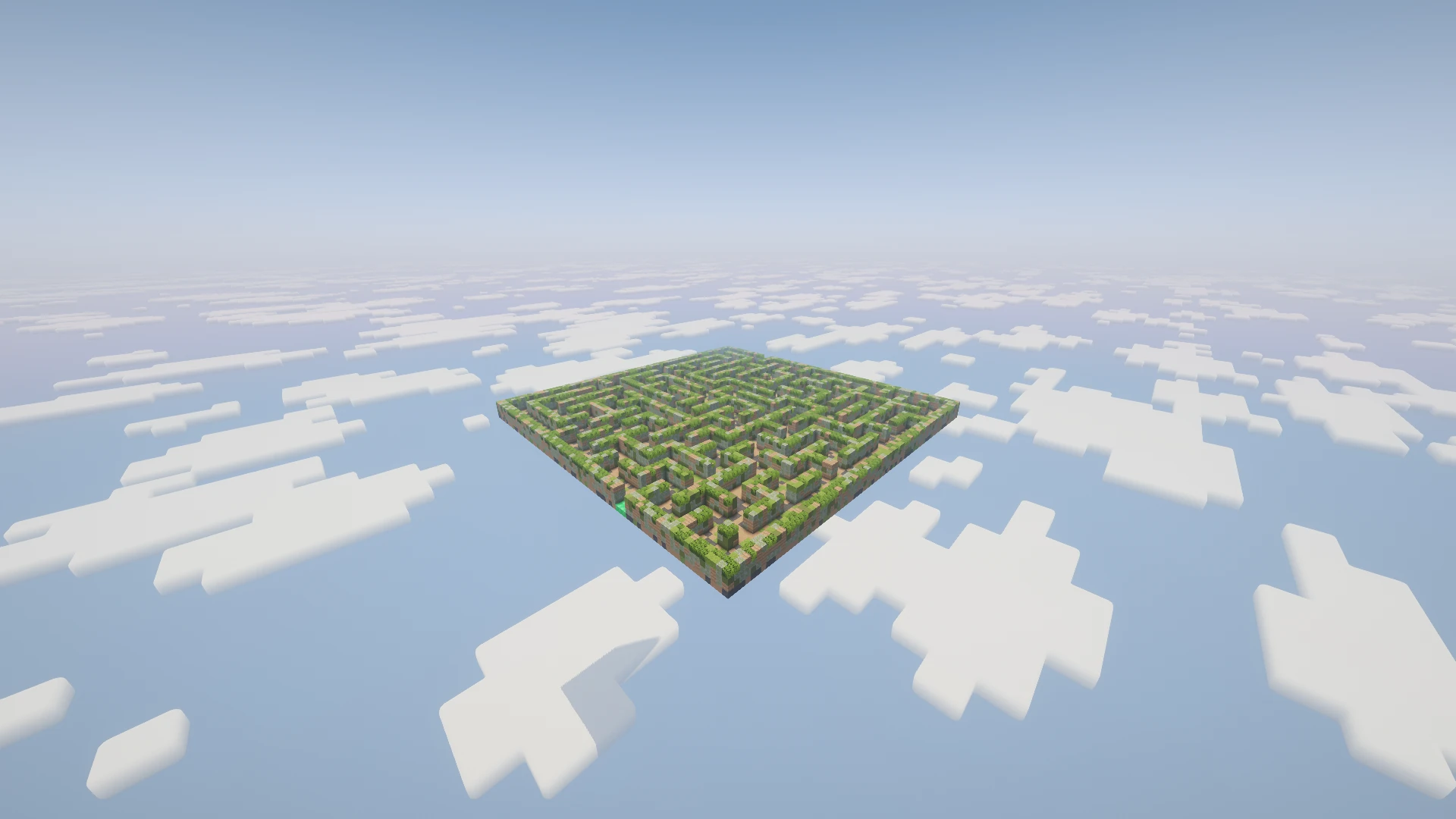 A distant side view of the Swamp maze showing its wall height and materials